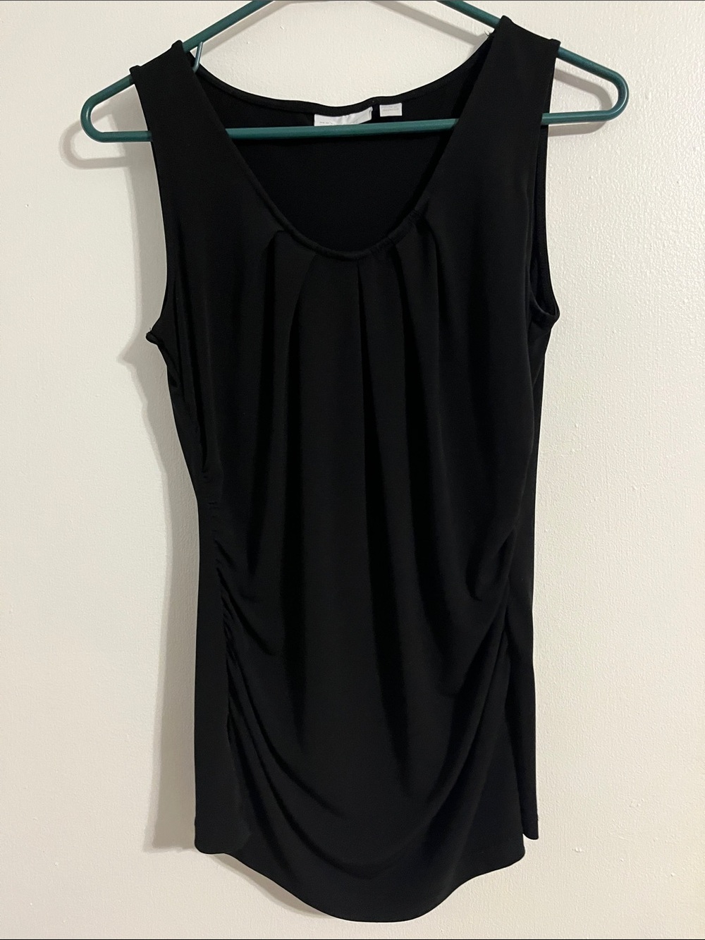New York & Company Black Sleeveless Draped Front Tank